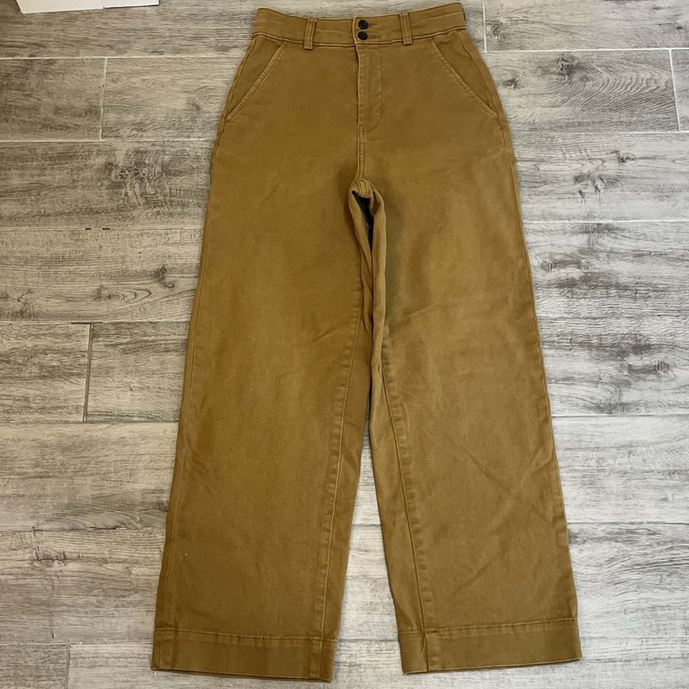 Everlane Women's Wide Leg Organic Cotton Pants Golden Brown Size 2 Double Button